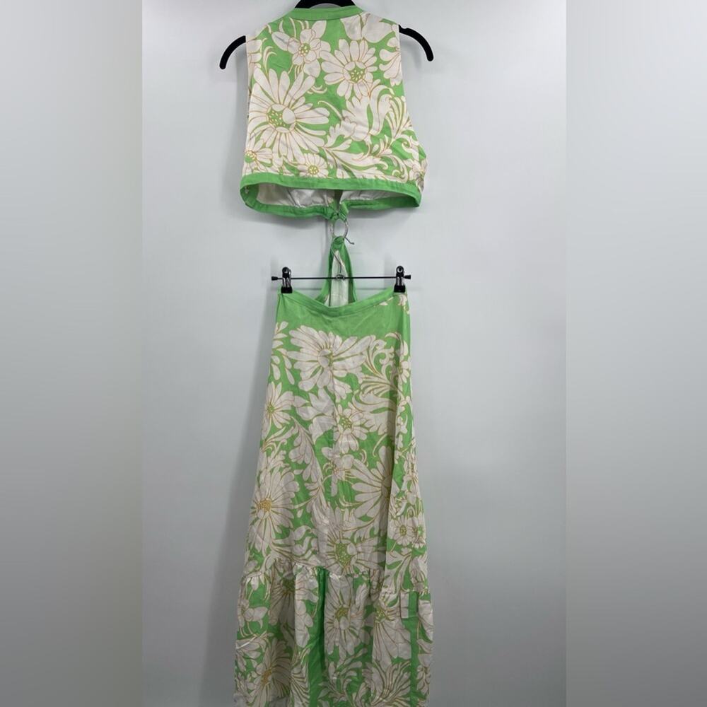 Sandro Ludmila Cutout Dress Retro Green Floral FR42/US 10 - Picture 7 of 7